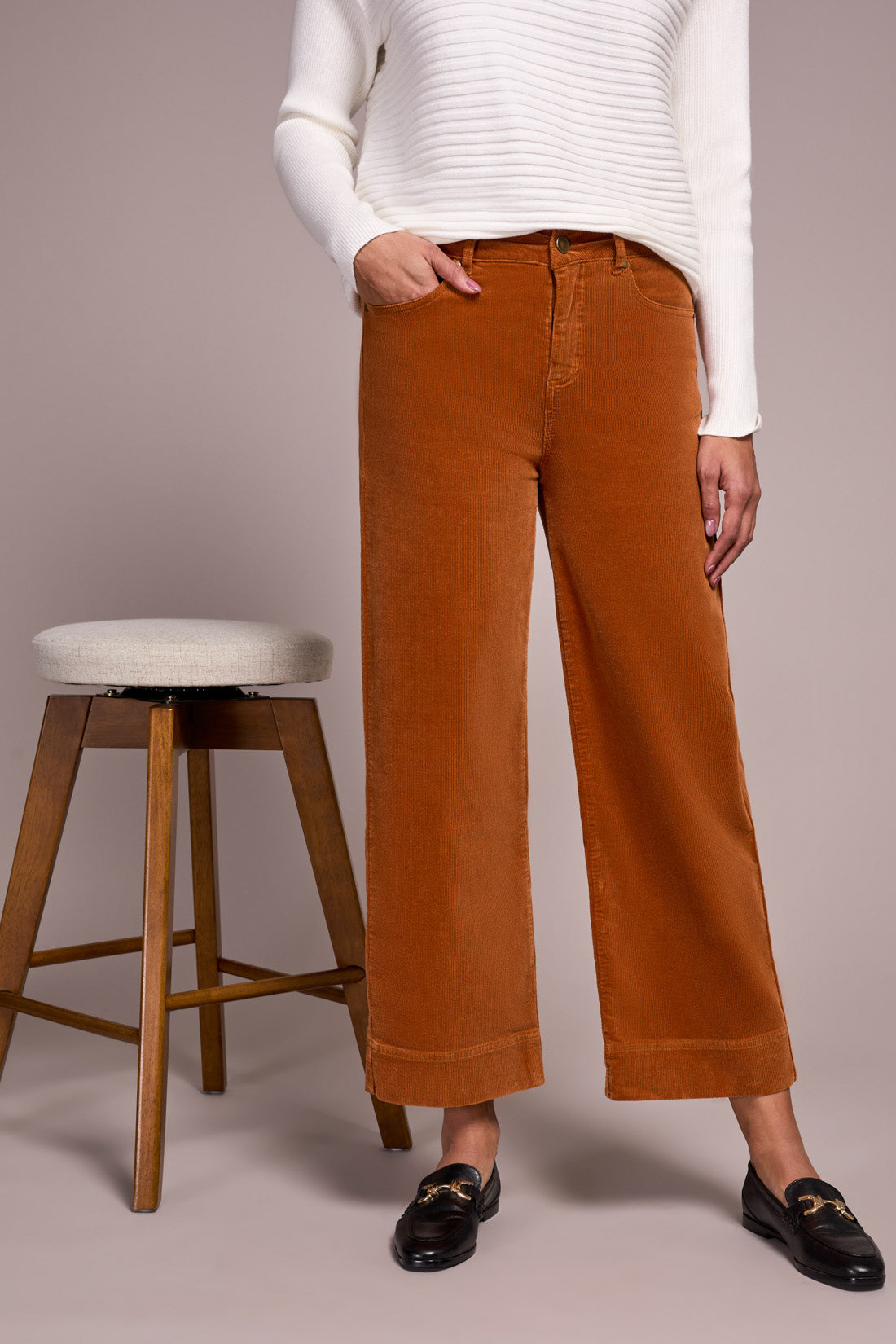High Rise Fly Front 5 Pocket Pants by Tribal