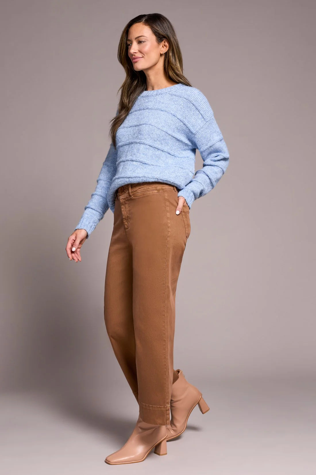 High Rise Fly Front Palazzo by Tribal