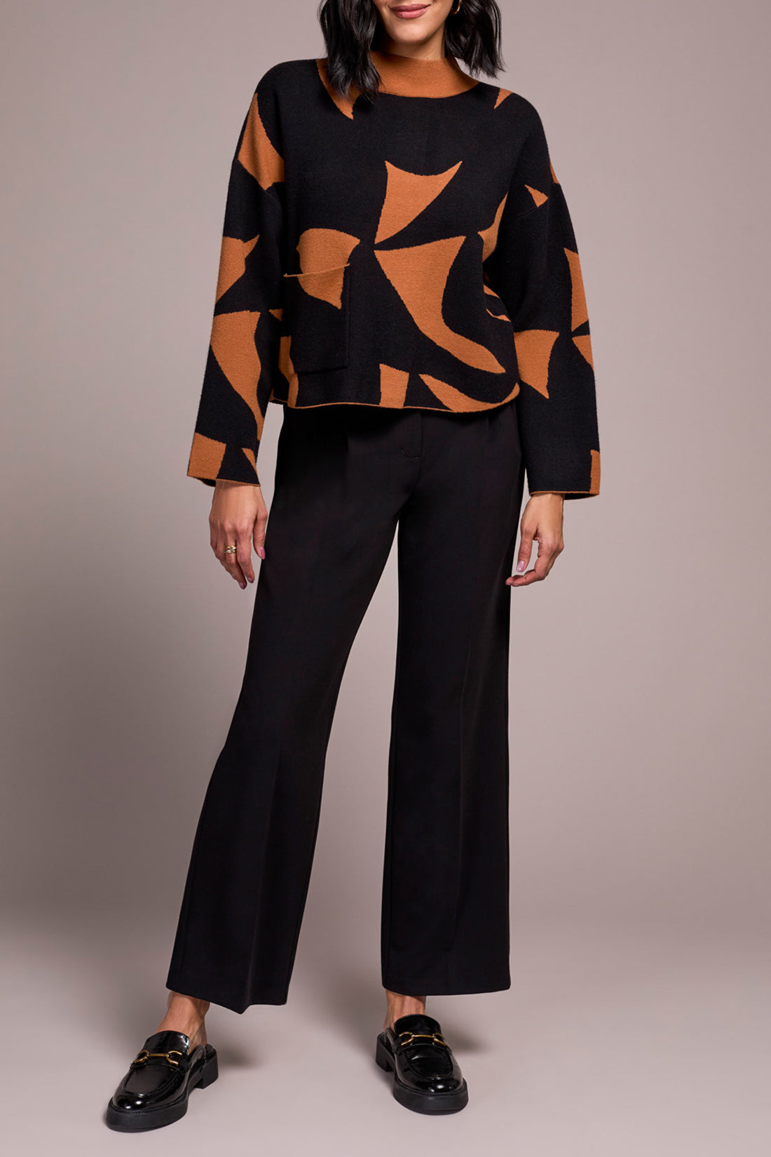 Long Sleeve Mock Sweater with Pocket by Tribal
