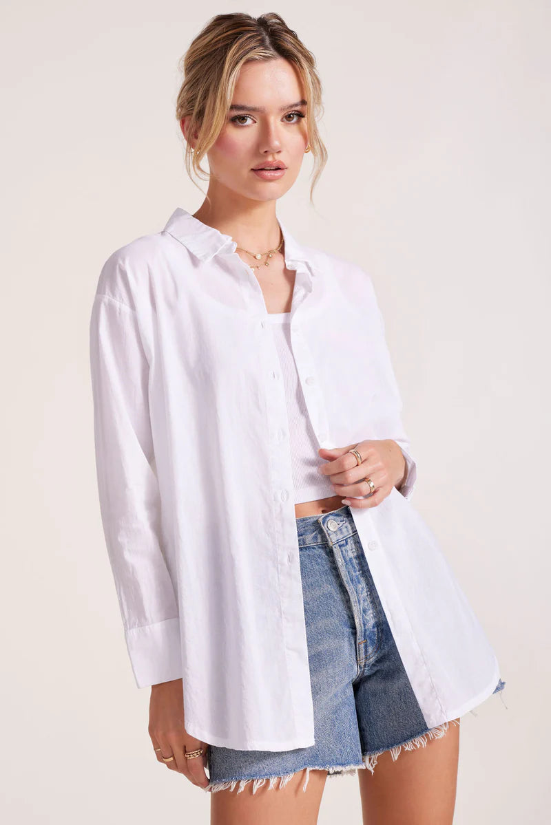 Drop Shoulder Button Front Tunic by Bobi Los Angeles