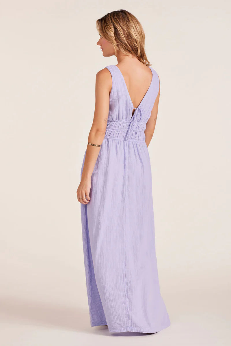 V-neck Smocked Sleeveless Dress by Bobi Los Angeles
