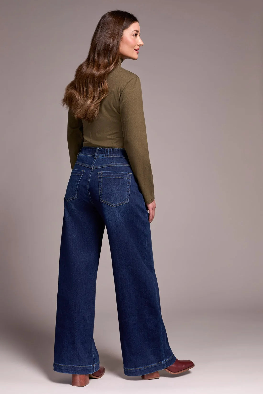 Audrey Pull On Wide Jeans by Tribal