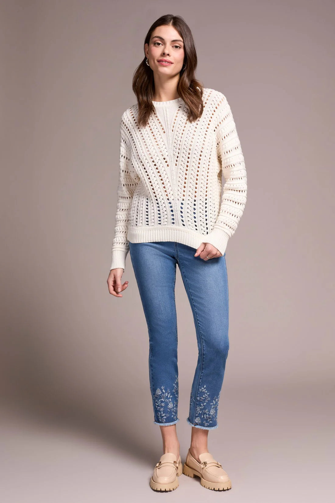 Crew Neck Sweater With Special Wash by Tribal