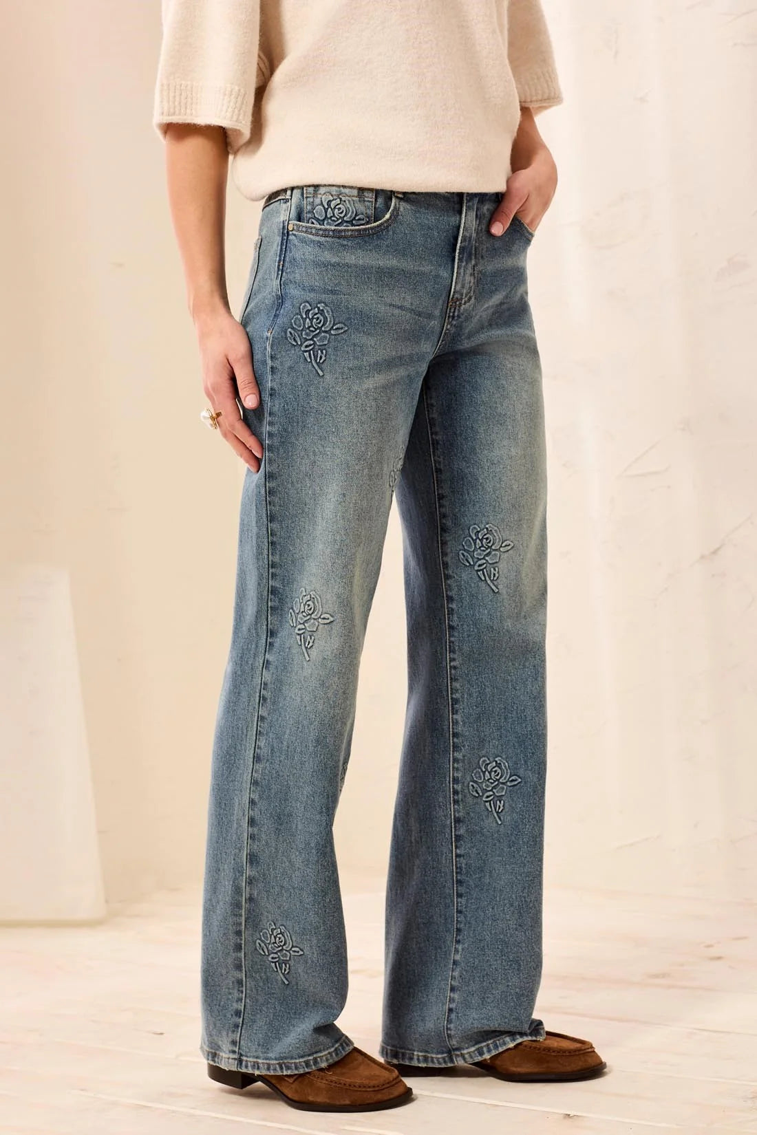 Sophia Curvy 3D Flower Denim by Tribal