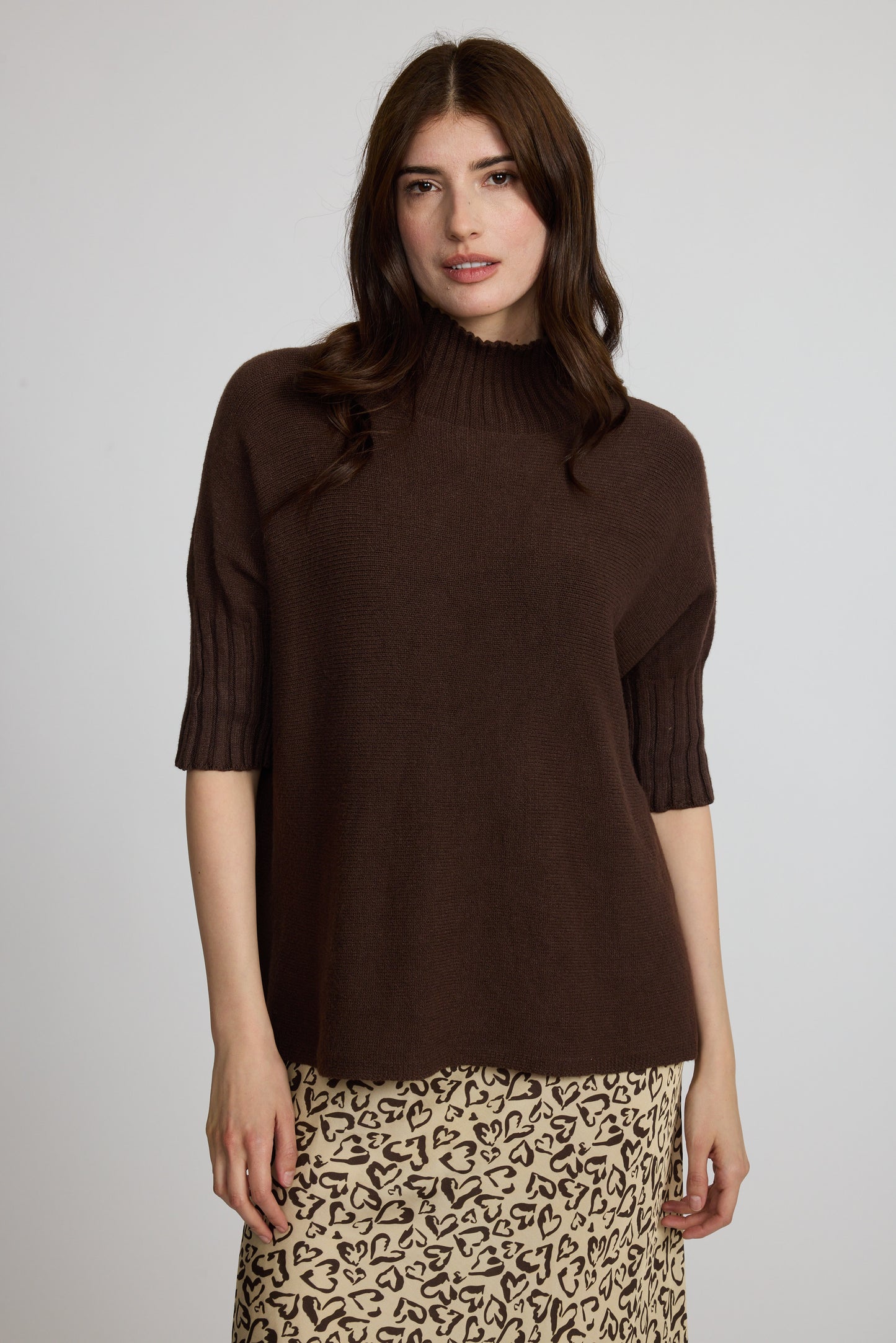 Rib Funnel Neck Fine Knit Sweater by Pistache