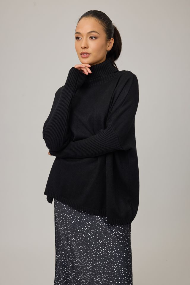Oversized Turtleneck Knit Sweater by Pistache