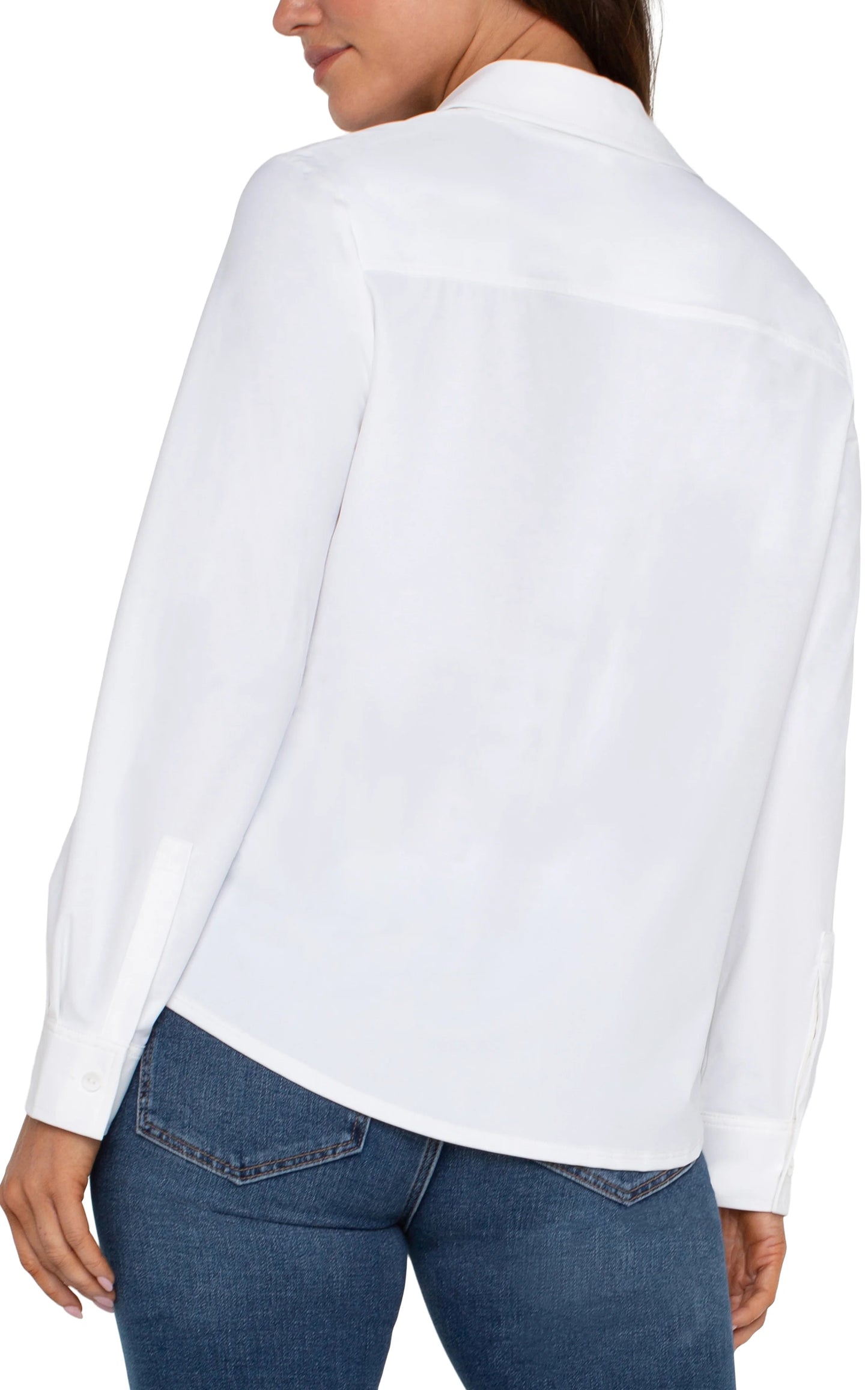 Long Sleeve Button Front Knit Shirt by Liverpool