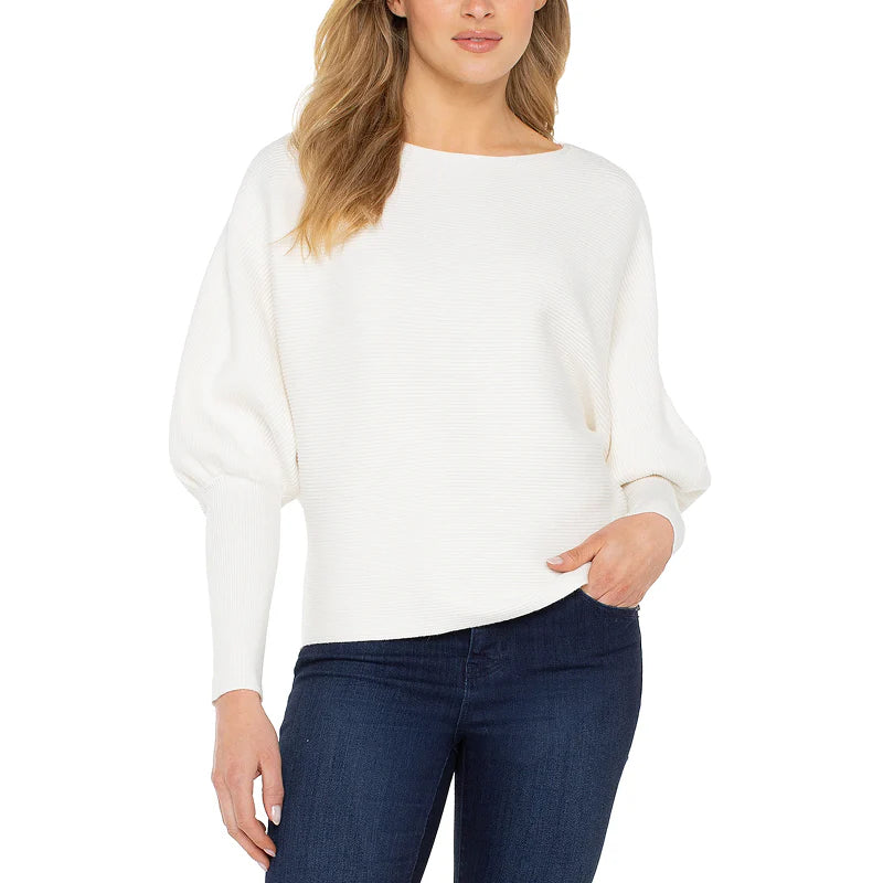 Horizontal Rib Dolman Long Sleeve Sweater by Liverpool