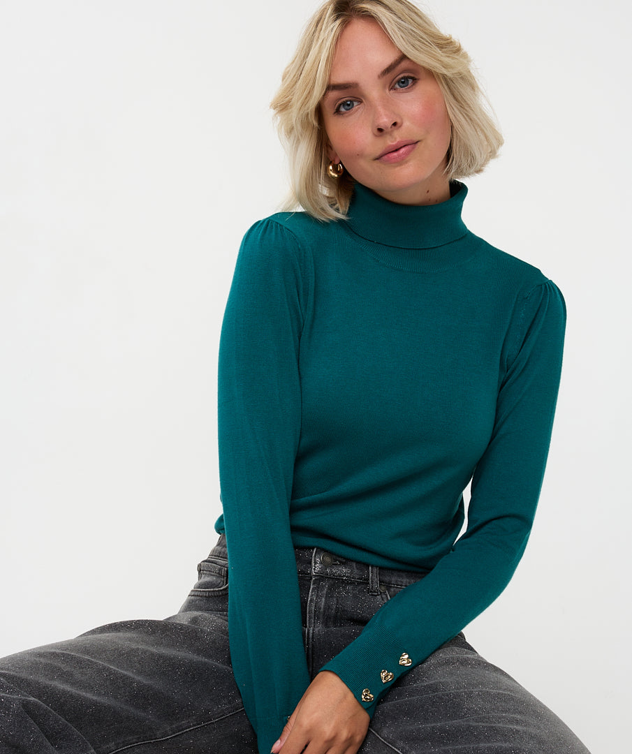 Sweater Col Buttoned Cuff Basic Knit by Esqualo