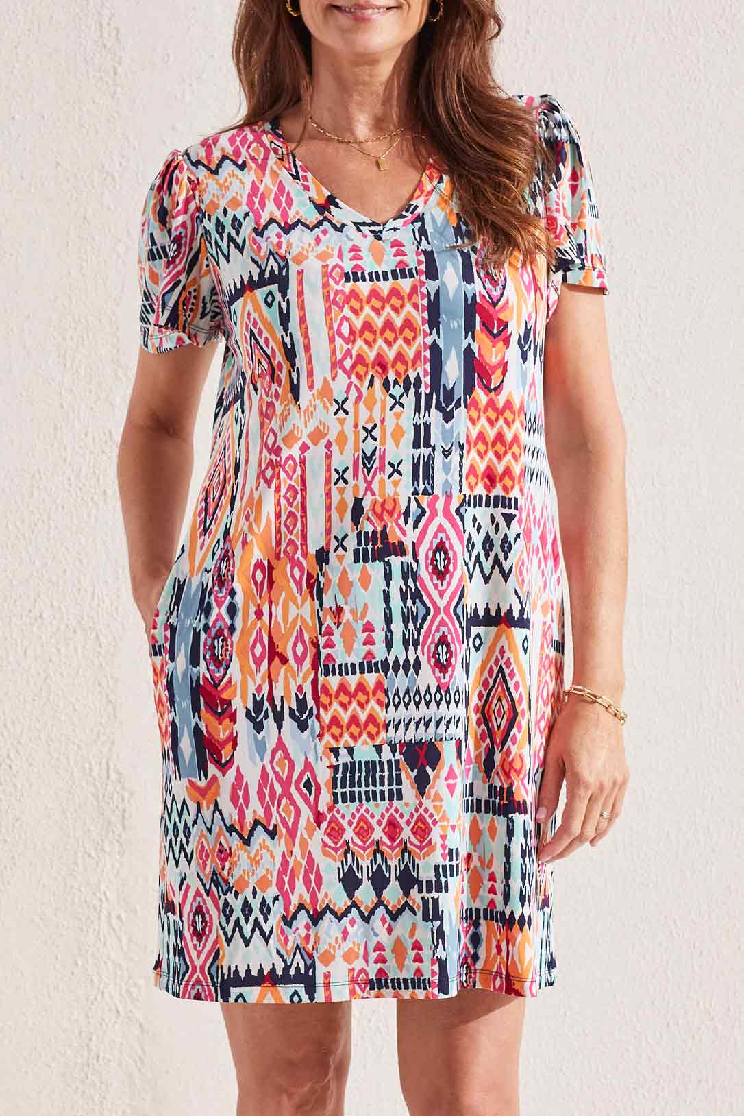 Printed Flutter Sleeve Dress by Tribal