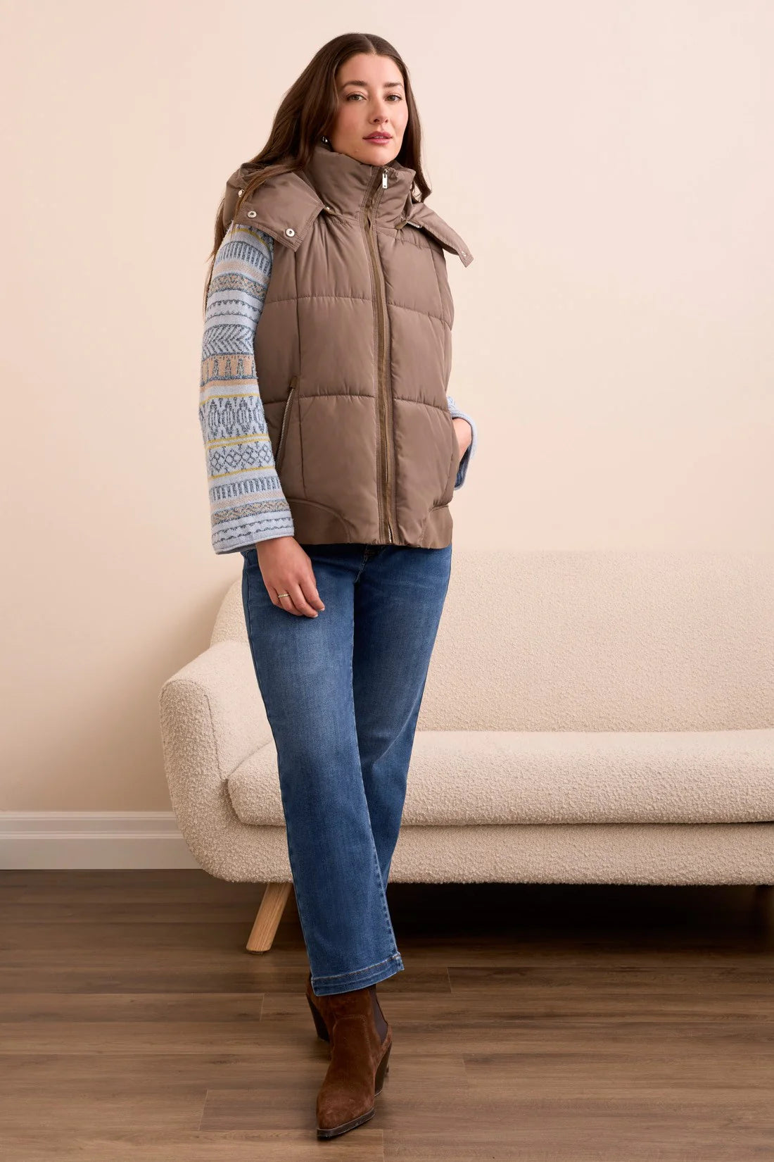 Quilted Vest with Removable Hood by Tribal