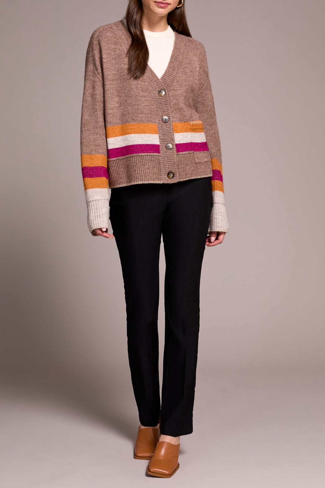 Long Sleeve Sweater Cardigan with Pocket by Tribal