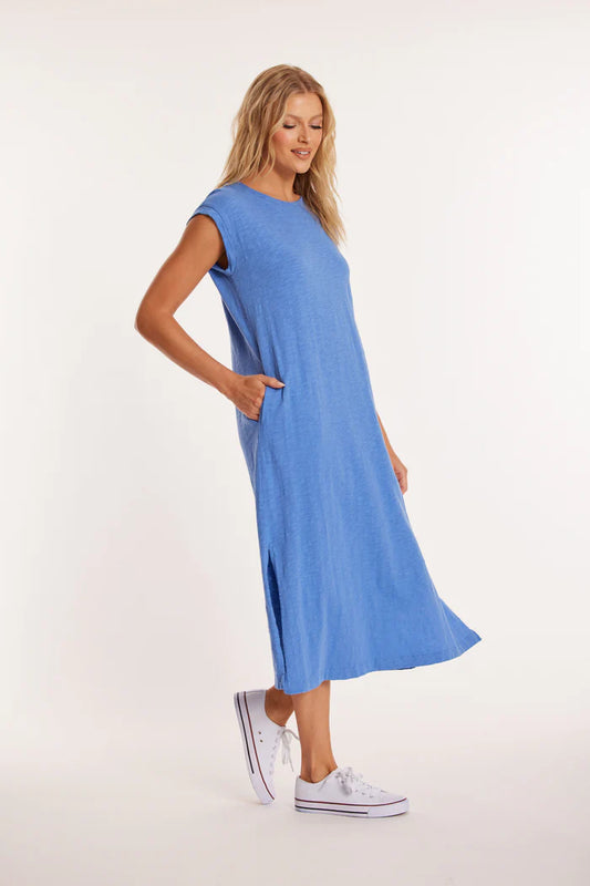 Cap Sleeve Column Dress With Side Slits by Bobi