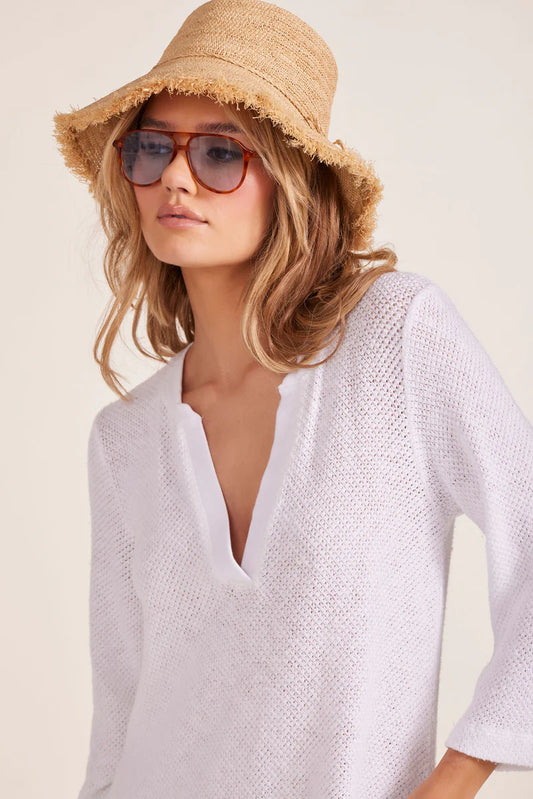 3/4 Sleeve Split Neck Tunic by Bobi Los Angeles