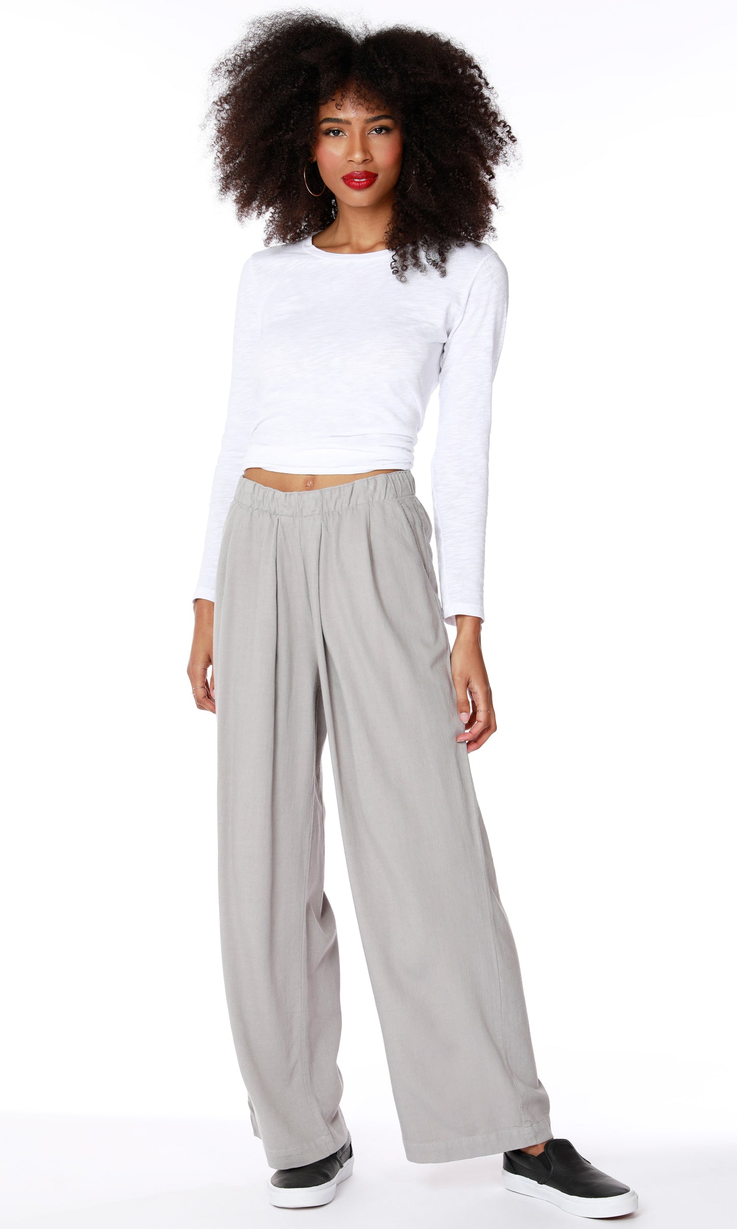 Wide Leg Pleated Pant in Lead by Bobi Los Angeles