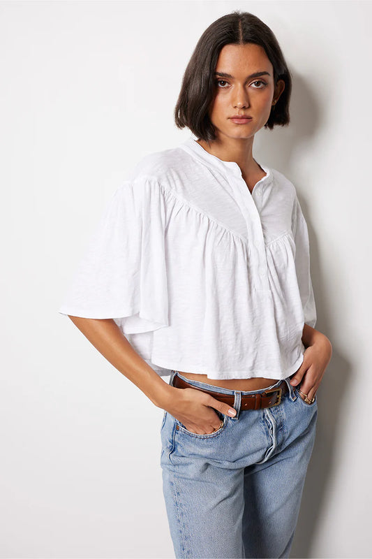 V-Yoke Henley Blouse by Bobi