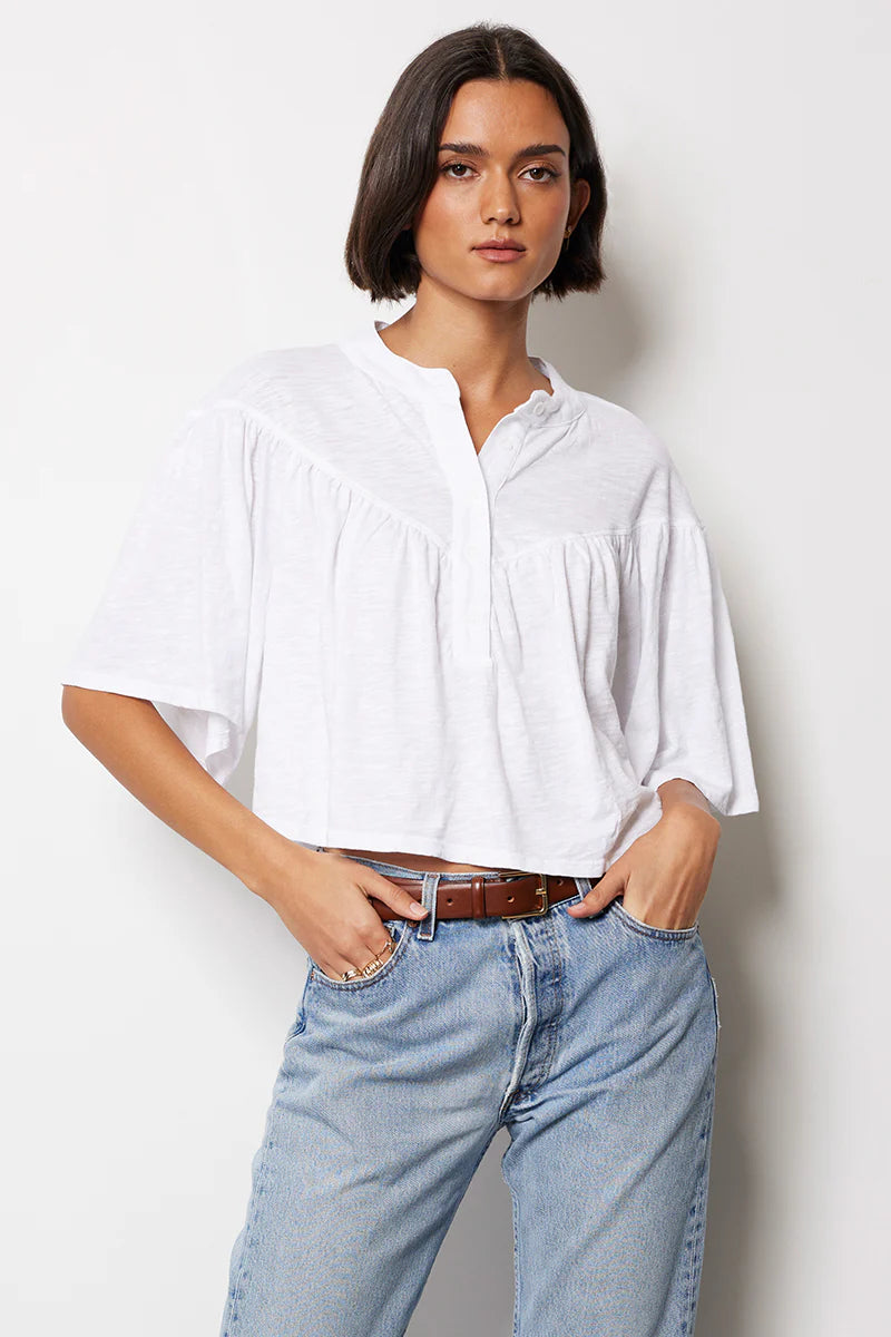 V-Yoke Henley Blouse by Bobi