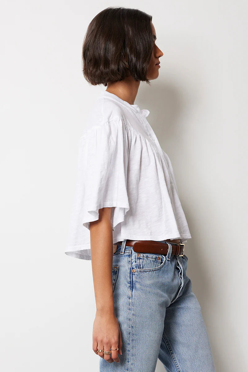 V-Yoke Henley Blouse by Bobi