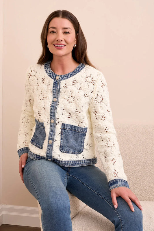 Mix Media Crochet Jacket by Tribal