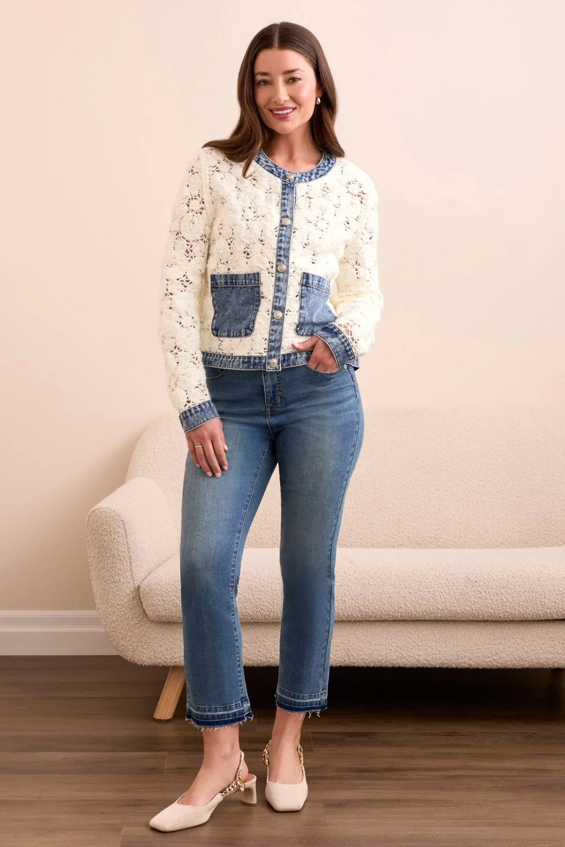 Mix Media Crochet Jacket by Tribal