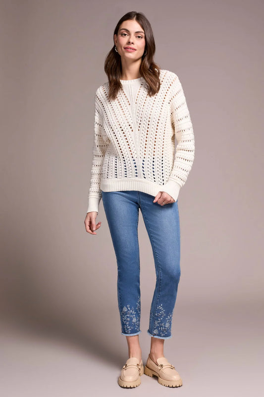 Crew Neck Sweater With Special Wash by Tribal