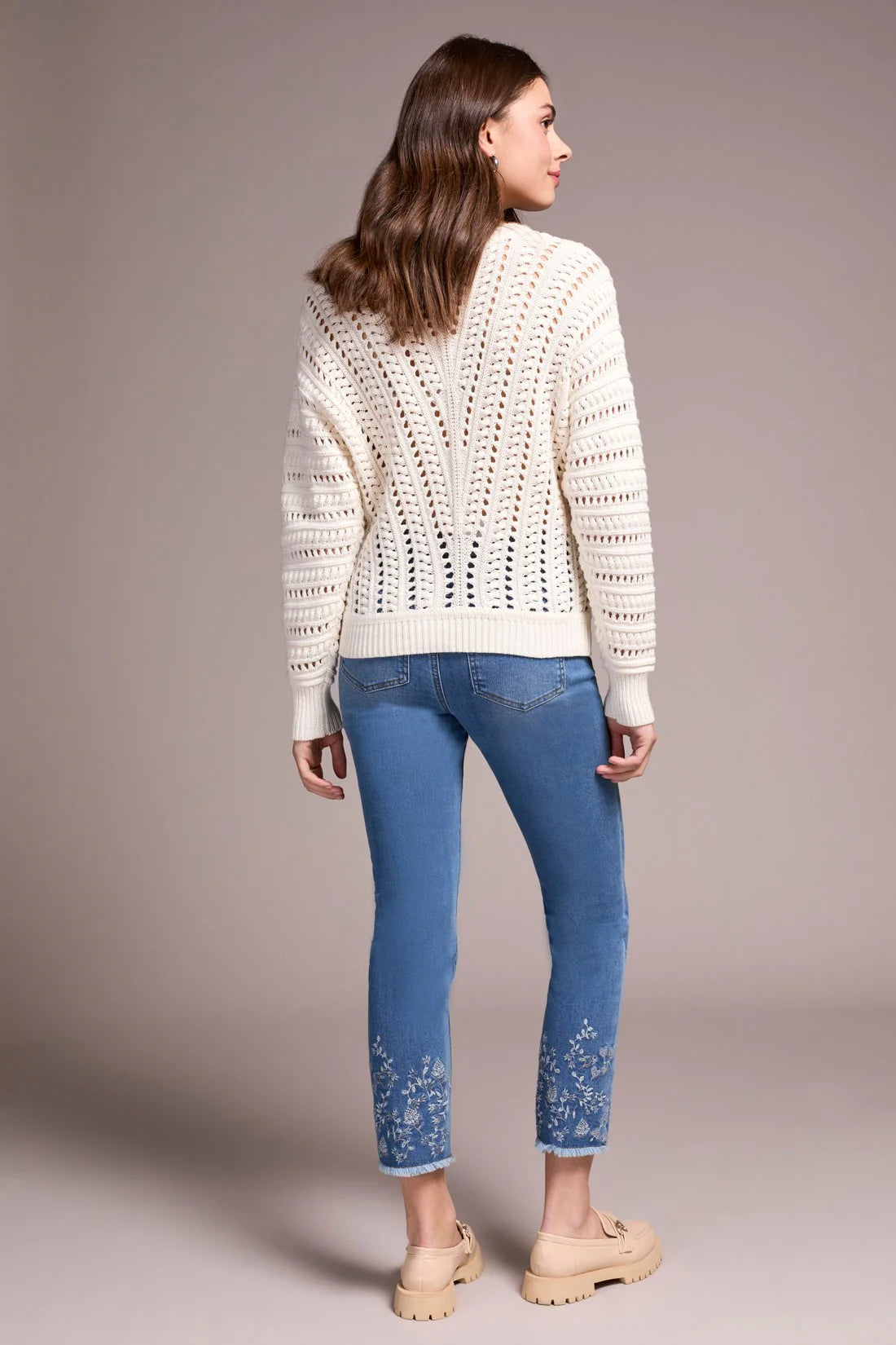 Crew Neck Sweater With Special Wash by Tribal