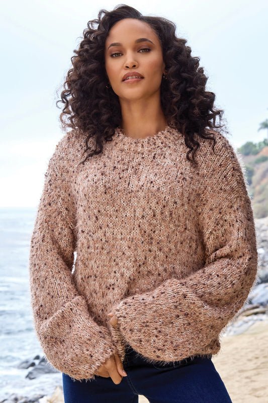 Crew Neck Puffy Sleeve Sweater by Tribal