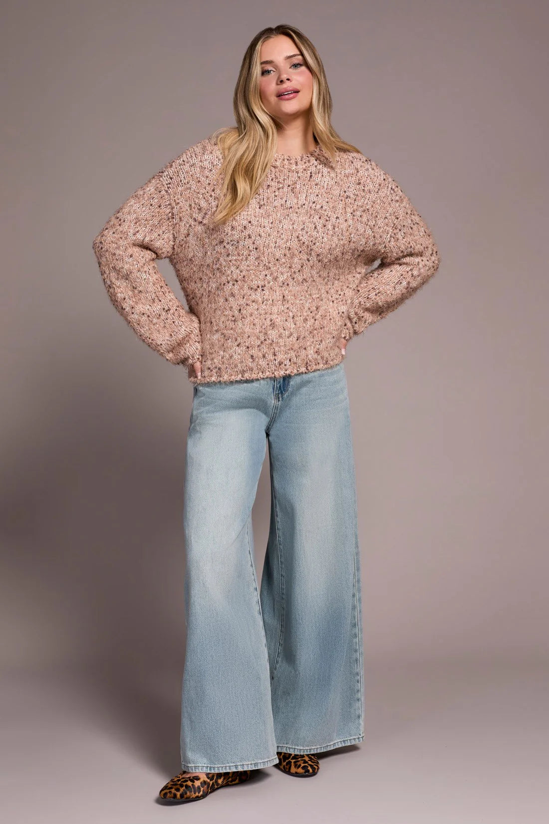 Crew Neck Puffy Sleeve Sweater by Tribal