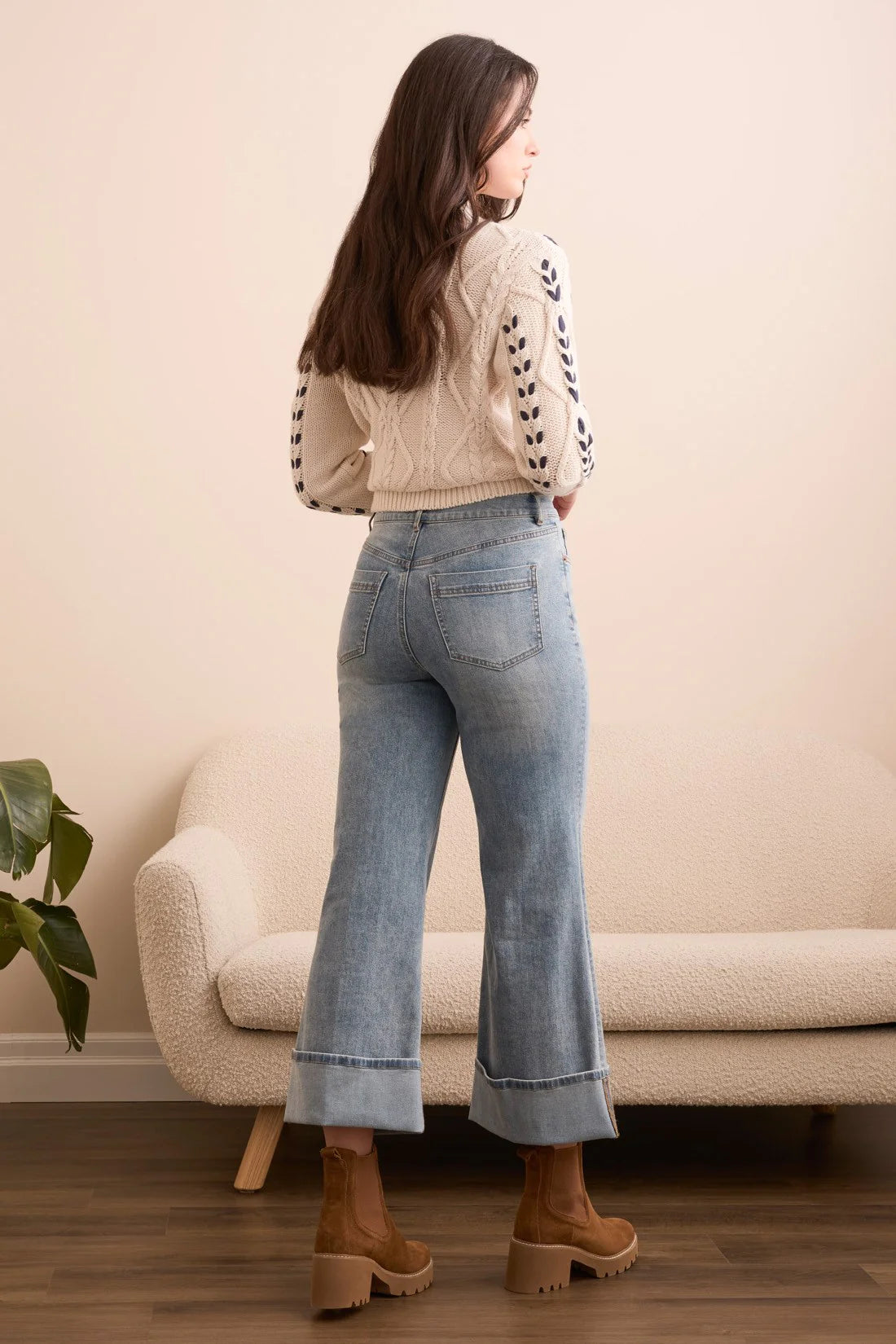 Brooke Palazzo Jeans with Cuffs by Tribal