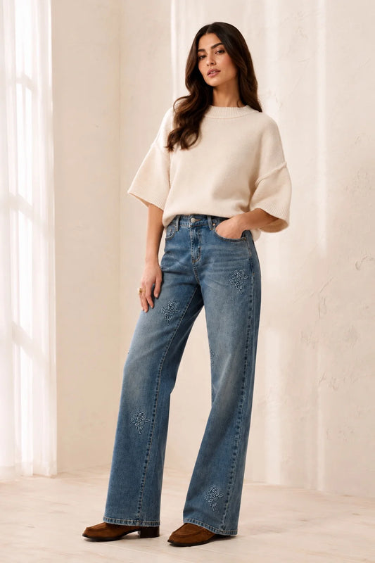 Sophia Curvy 3D Flower Denim by Tribal