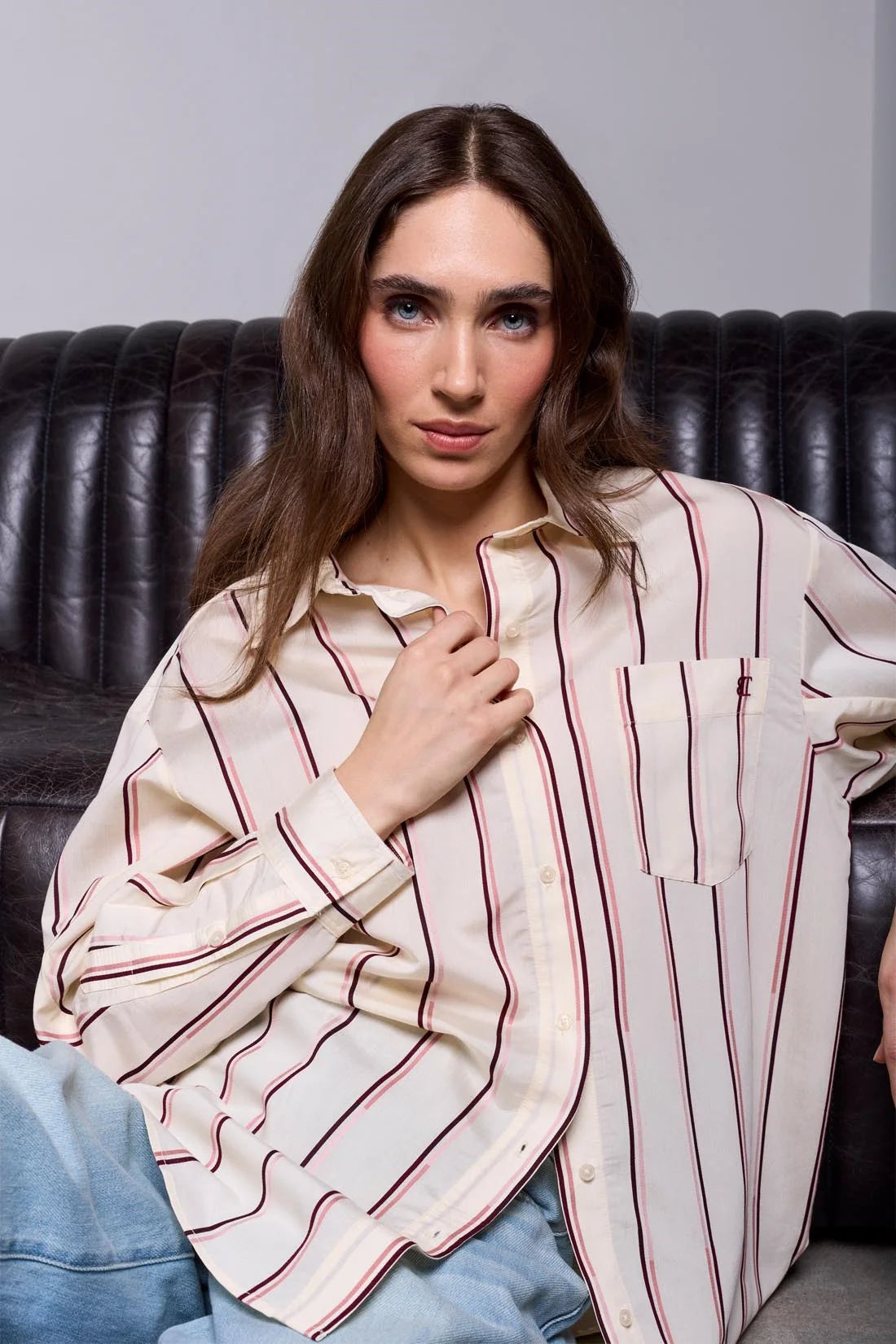 Oversized Shirt with Drop Shoulder Collar by Tribal