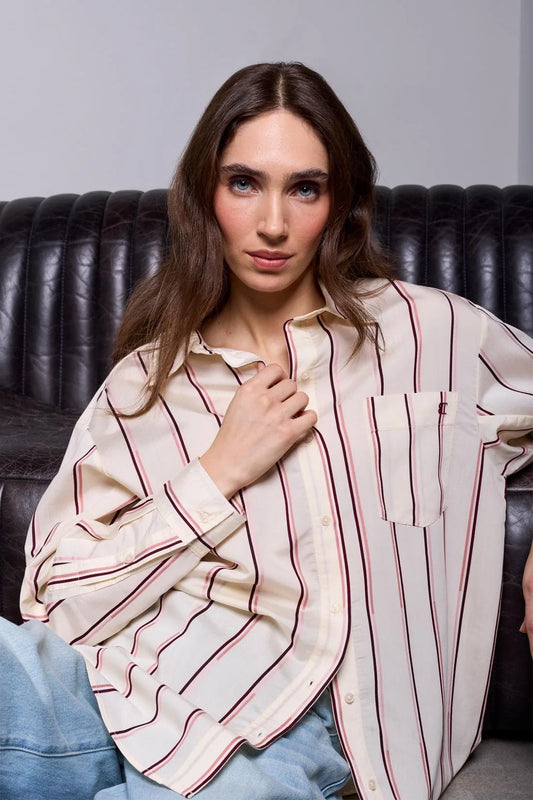 Oversized Shirt with Drop Shoulder Collar by Tribal