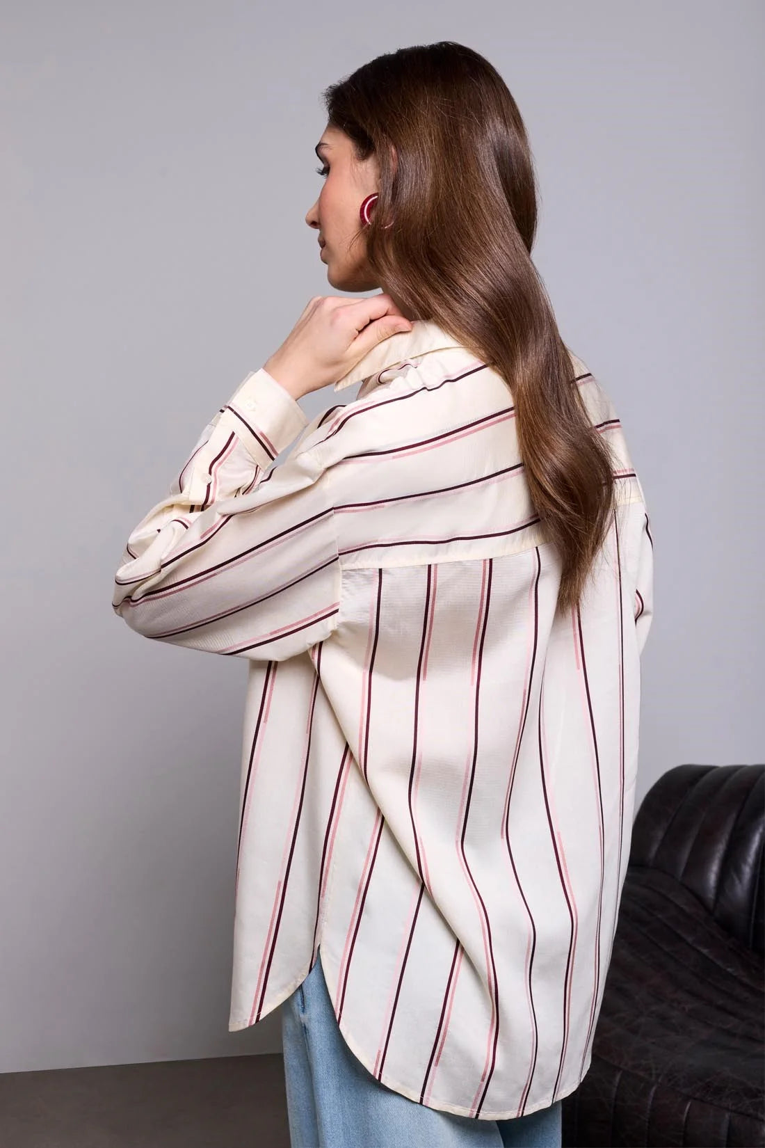 Oversized Shirt with Drop Shoulder Collar by Tribal
