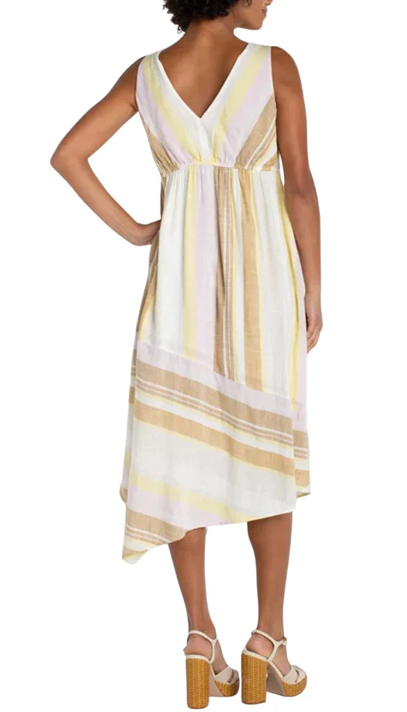 Sleeveless V-Neck Asymmetrical Handkerchief Hem Dress by Liverpool