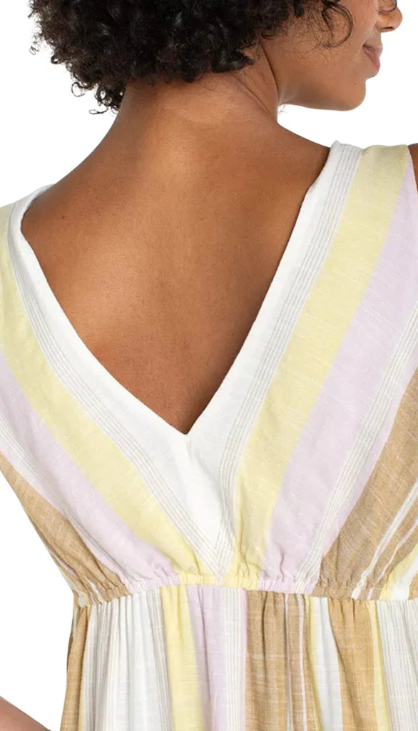 Sleeveless V-Neck Asymmetrical Handkerchief Hem Dress by Liverpool