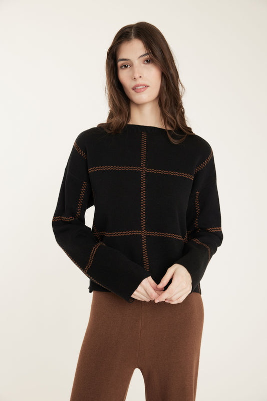 Plaid Knit Sweater by Pistache