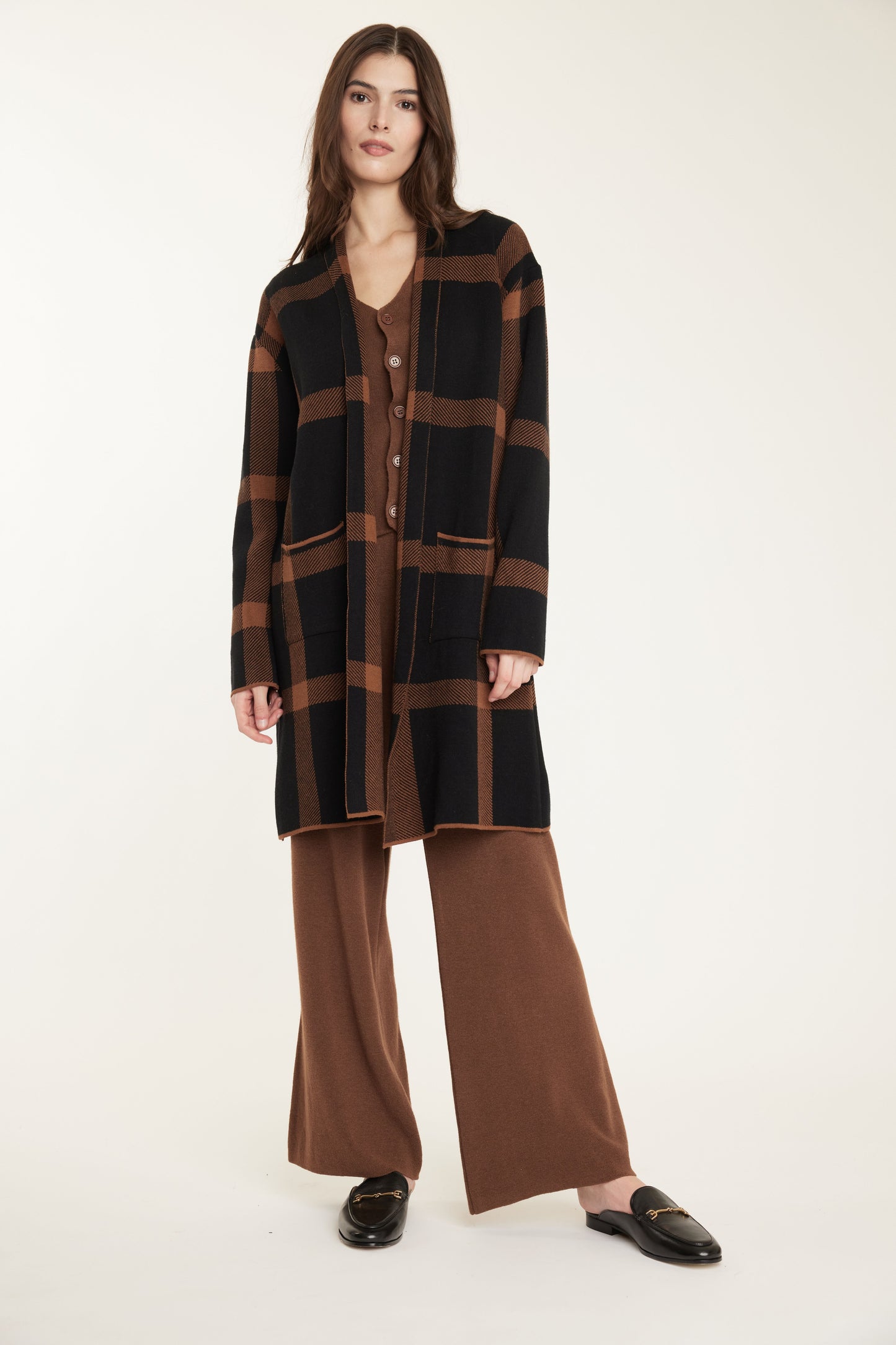 Plaid Knit Car Coat by Pistache