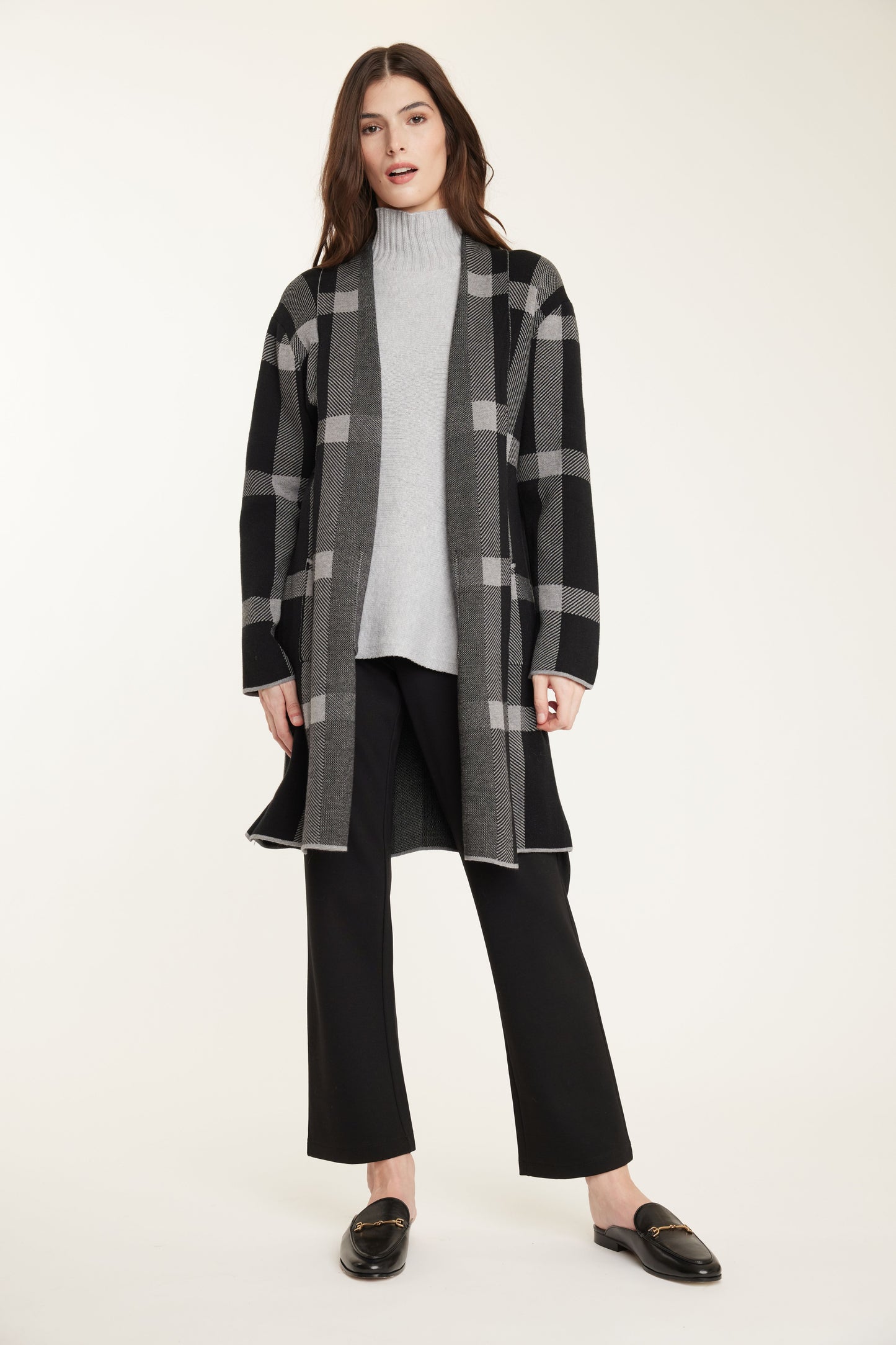 Plaid Knit Car Coat by Pistache