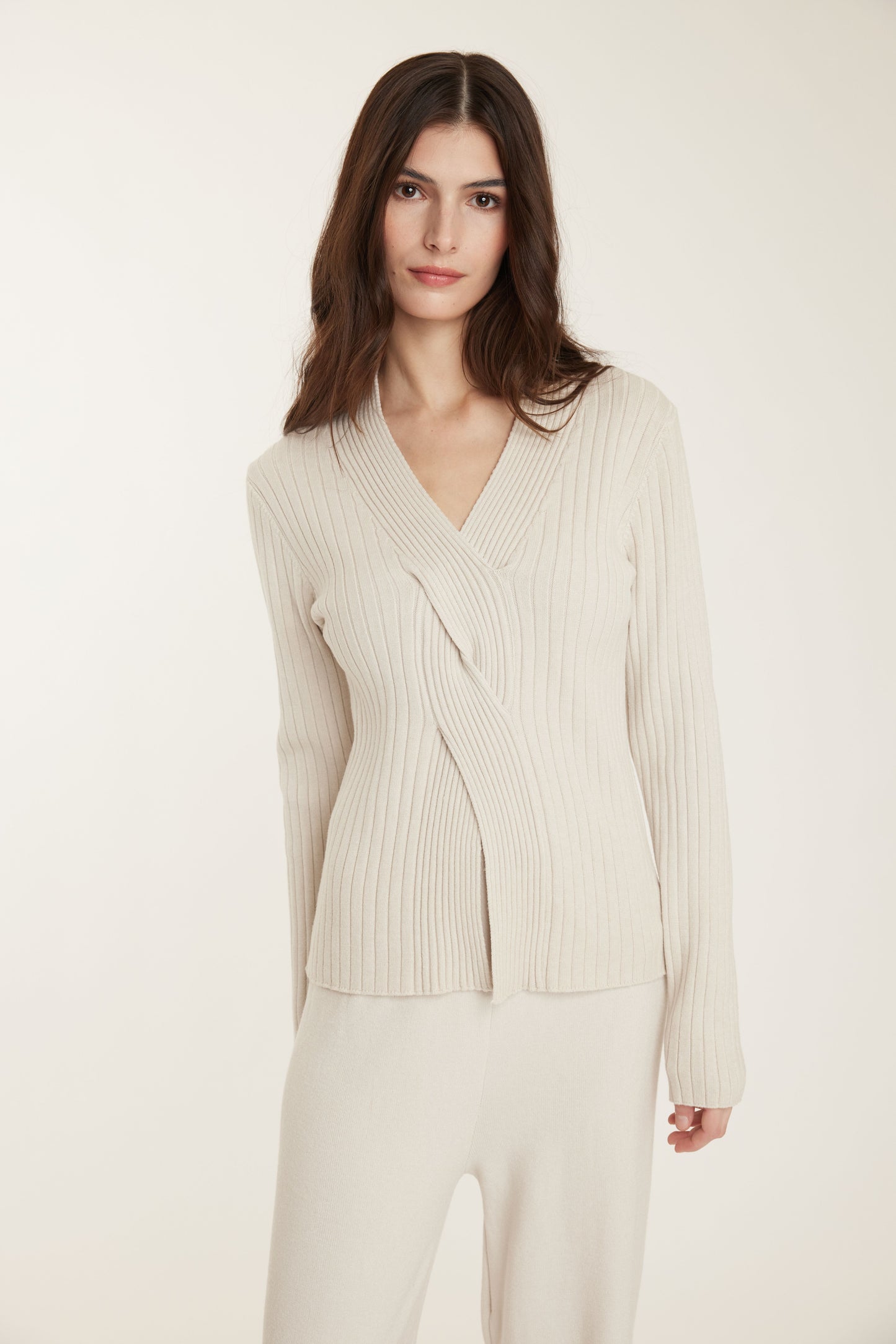 Ribbed Twisted Knit Sweater by Pistache