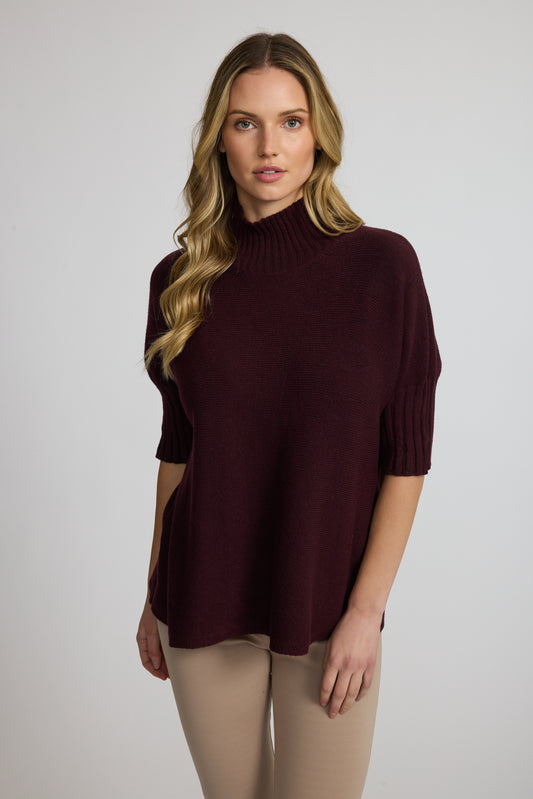 Rib Funnel Neck Fine Knit Sweater by Pistache