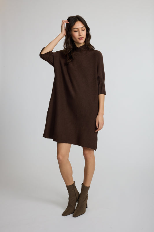 Rib Funnel Neck Fine Knit Dress by Pistache