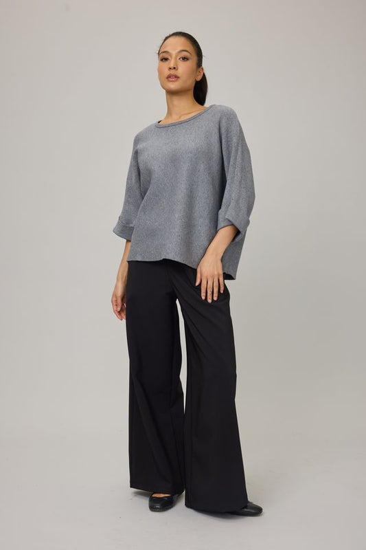 Knit Sweater With Folded Sleeve by Pistache