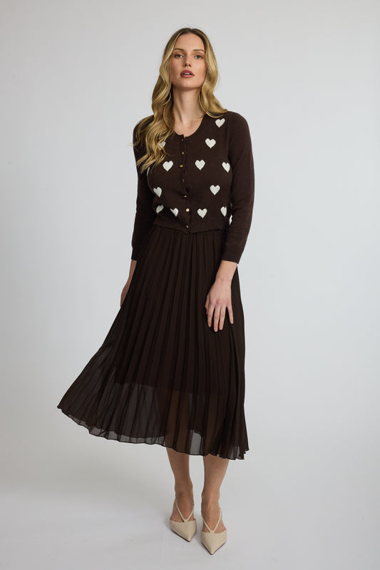 Fine Knit Cardigan with Hearts by Pistache