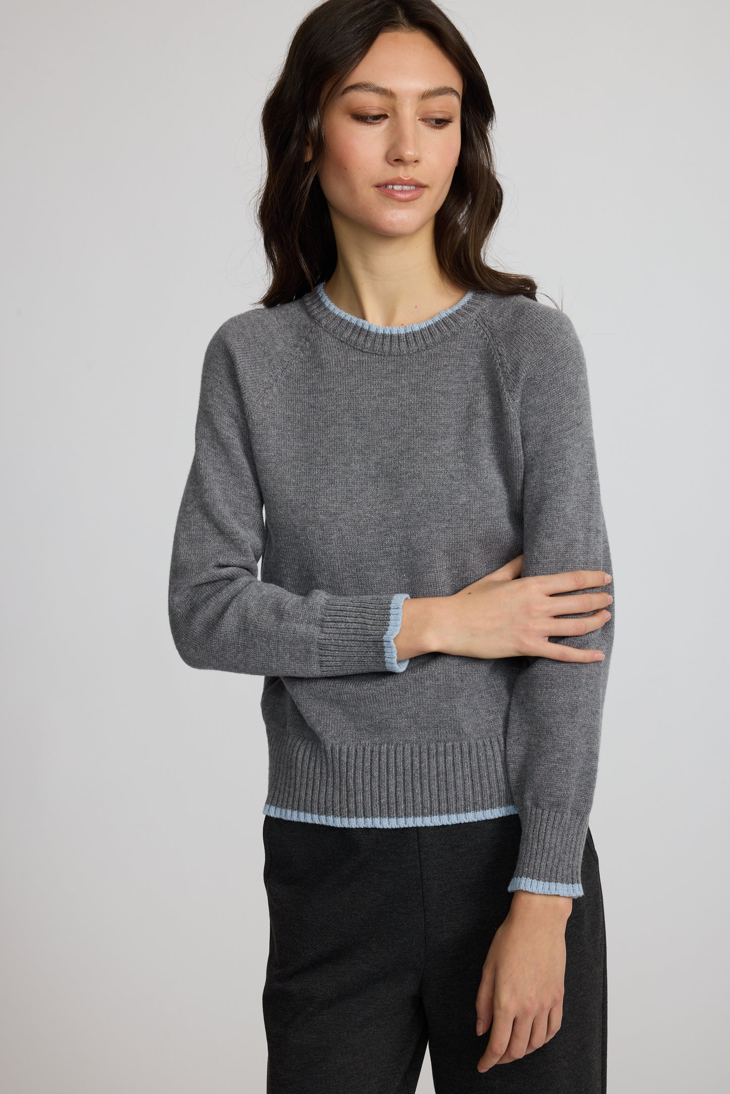 Two Toned Fine Knit Sweater by Pistache