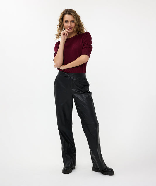 Vegan Leather Wide Trouser in by Esqualo