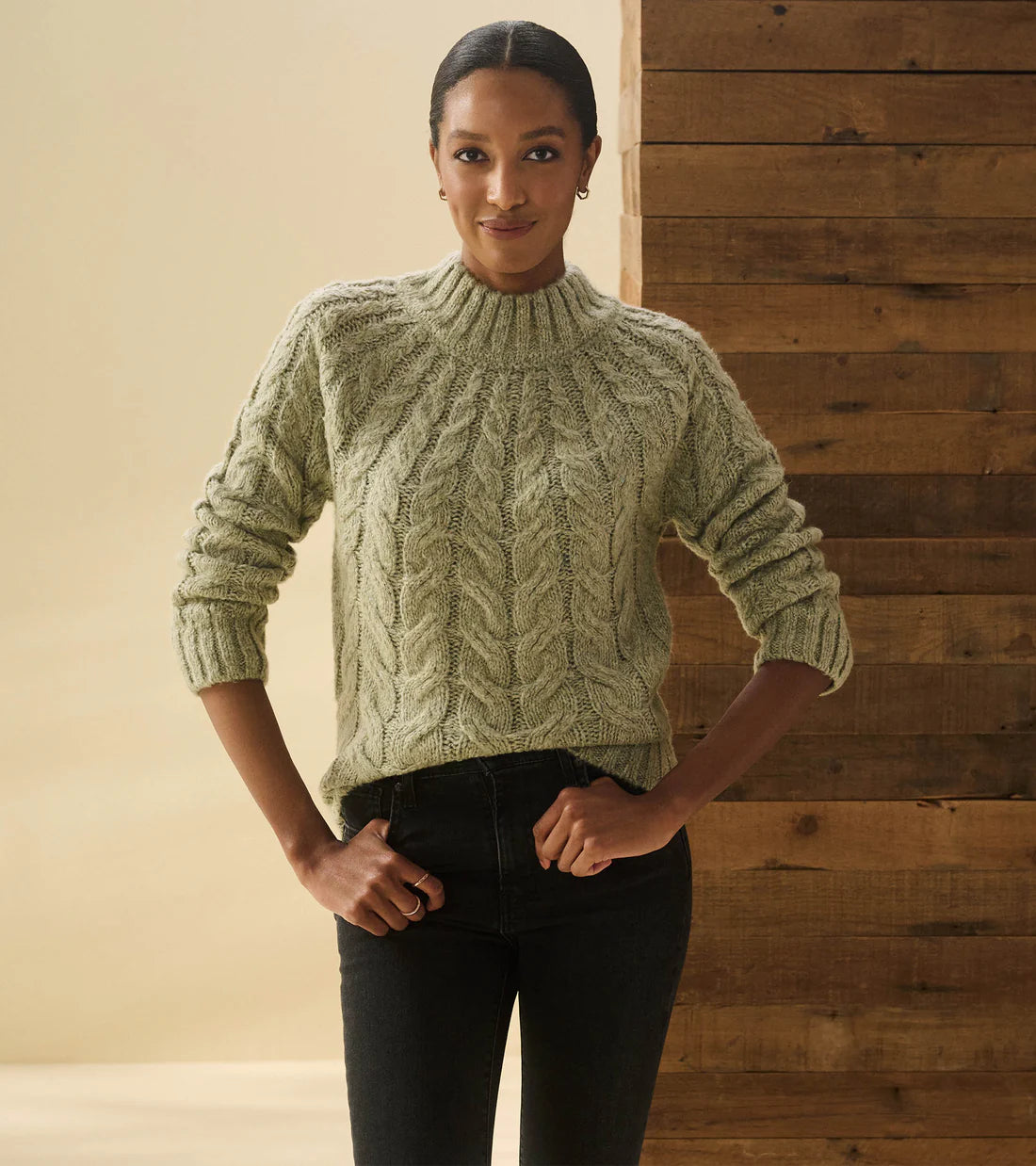 Dylan Cable Knit Sweater - Moss Green by Hatley