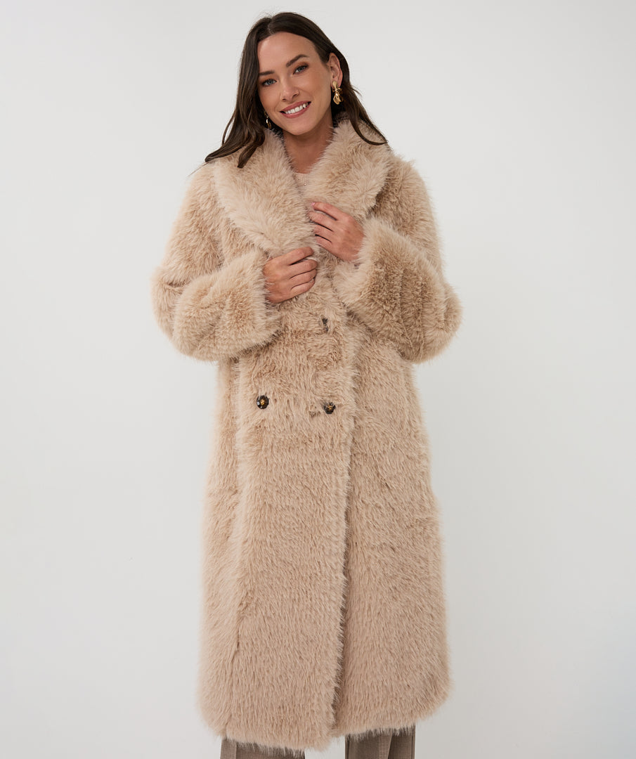 Long Hairy Knit Coat by Esqualo