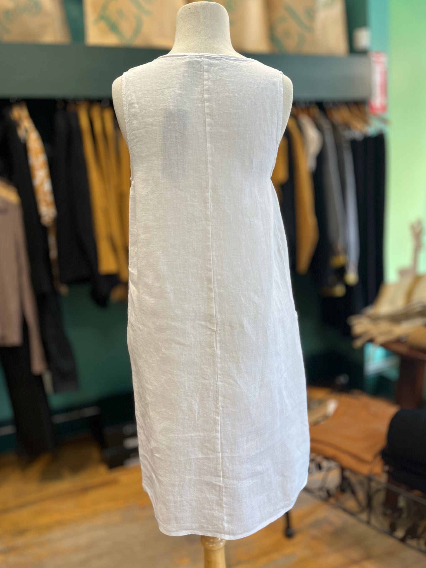 Sleeveless Linen Dress with Elastic Underarm by Pistache