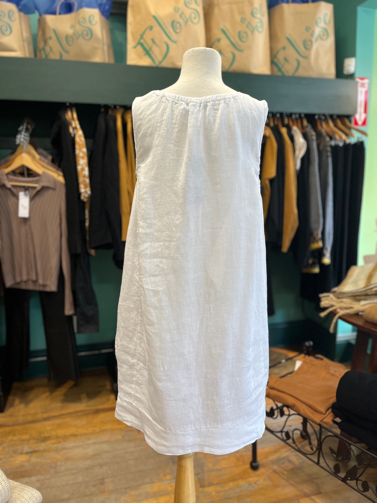 Knee Length Linen Dress with Gathers by Pistache