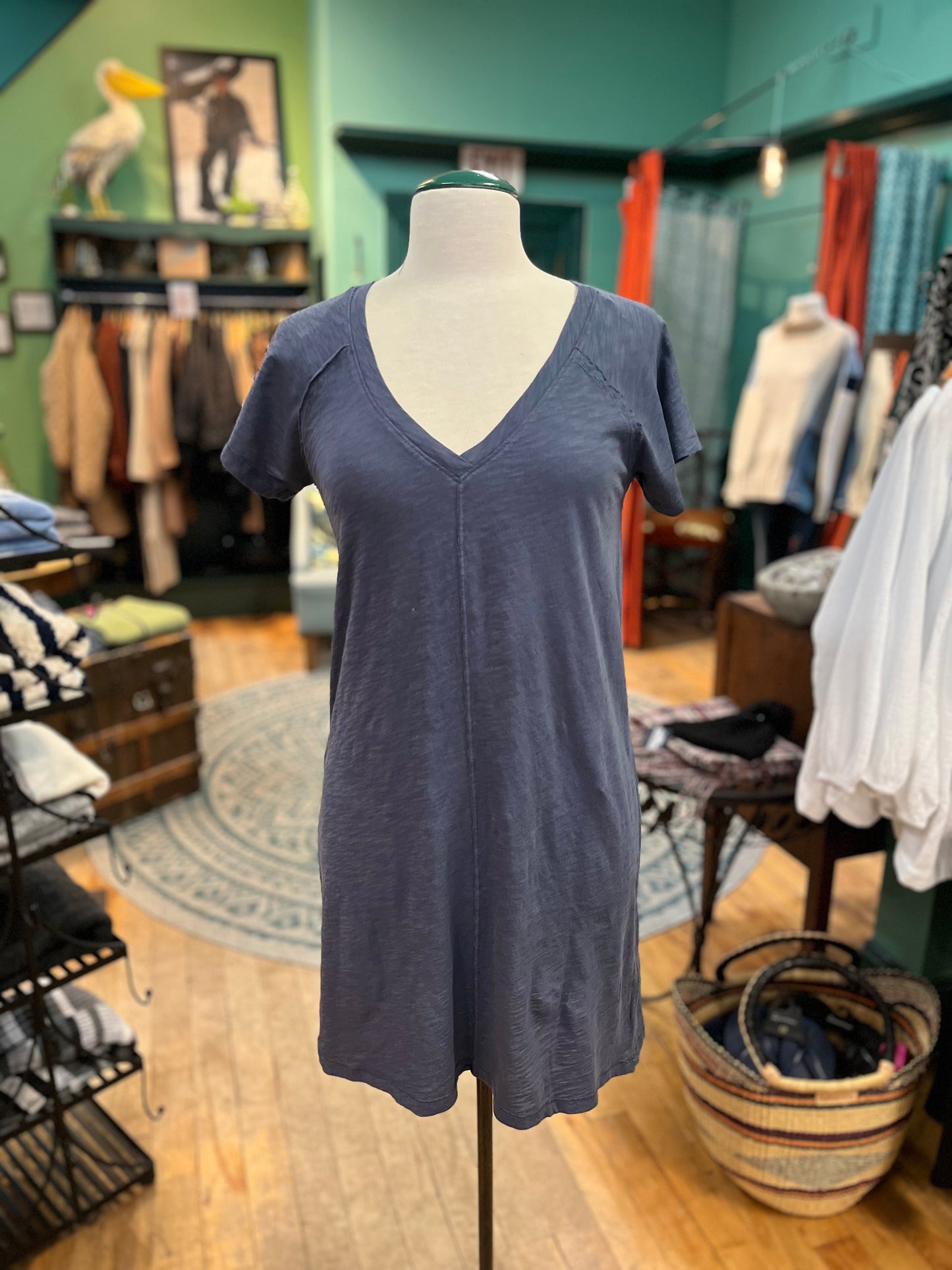 Short Sleeve V-neck T-shirt Dress by Bobi Los Angeles